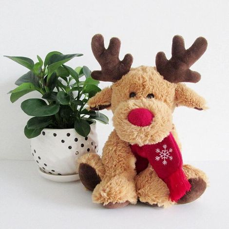 Peluche renne de Noël, poupée élan en peluche douce, décoration de bureau créative et mignonne, pour lit, canapé, chaise, table (1/5)