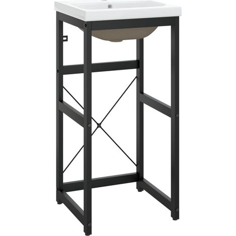 Maison Exclusive - Cadre de lavabo de salle de bain vasque à encastrer Noir Fer