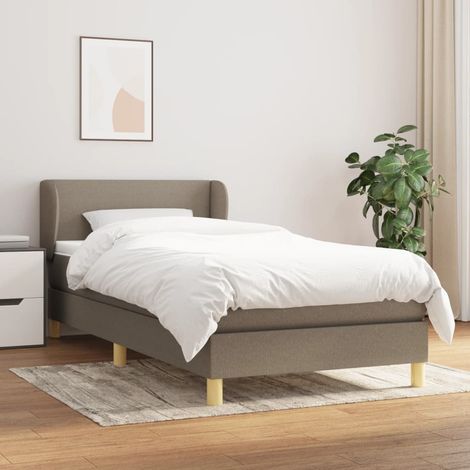 Lit Adulte - Lit à sommier tapissier avec matelas - Meuble de Chambre à Coucher - Taupe 90x200 cm Tissu XJDT614367 (1/5)