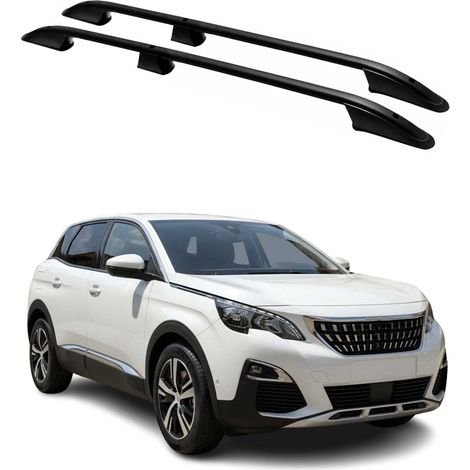 OMAC Barres de Toit longitudinales Compatible avec Peugeot 3008 2013-2016 Aluminium Noir (1/5)