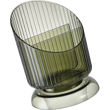 Porte-pinceaux de maquillage transparent en plastique rond, pot de rangement pour crayons et pinceaux vert, taille unique (1/5)
