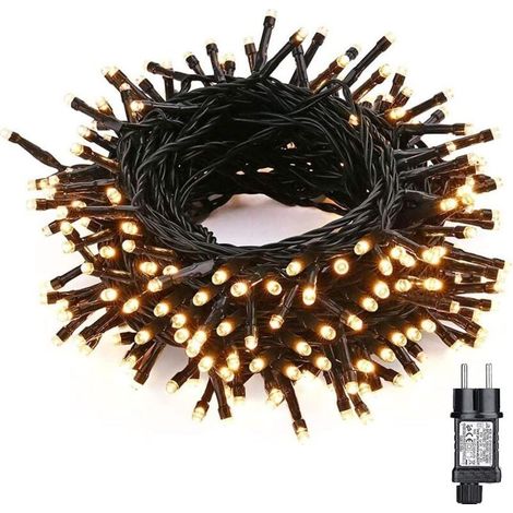 Enowelir Guirlande Lumineuse Sapin de Noël Blanc Chaud 20M 200 LED Électrique 8 Modes Fonction Mémoire Minuterie Étanche