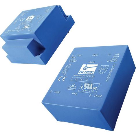 BLOCK FL 24/9 Transformateur plat 2 x 115 V/AC 2 x 9 V/AC 24 VA