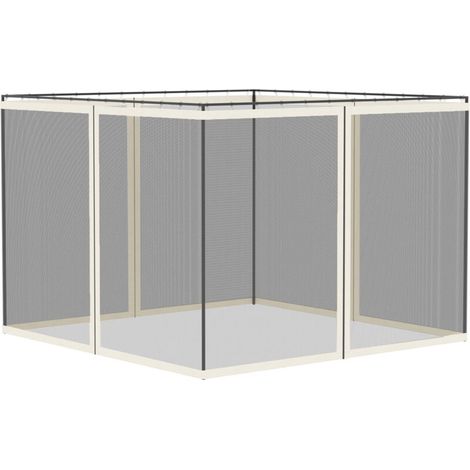 Moustiquaires pour barnum jardin 3x3 m - lot de 4 moustiquaires zippées avec crochets d'attache - protection anti-moustiques en polyester nylon, idéal pour tonnelle et abri extérieur. (1/5)