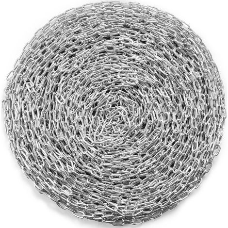 VEVOR Catena a maglie in acciaio al carbonio zincato, 5,1 mm x 76,2 m, Capacita di carico 498kg, Due connettori rapidi, Catena per traino, Sospensione, Campeggio, Catena per Traino Movimentazione