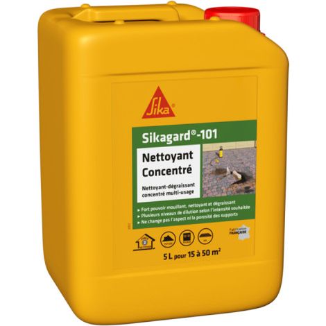 Sika – Nettoyant-dégraissant concentré 5L – Élimine graisses et huiles – Pour surfaces extérieures résistantes aux alcalins – Prêt à l'emploi (1/2)