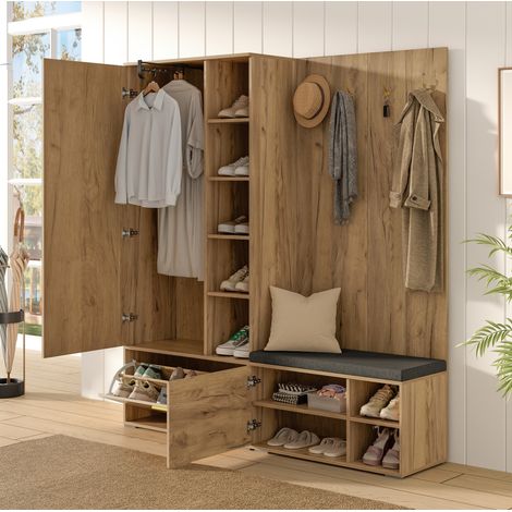 Mobile ingresso con specchio e scarpiera, 160 x 38 x 180 cm OKMYHOME (1/5)