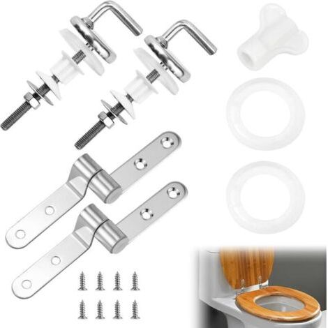 Bardusch-2 Pièces Kit de Fixation Abattant WC, Attaches Charnière Abattant wc, Charniere Abattant WC Fixation, Charnières de Siège de Toilette, Fixation Cuvette WC pour Les Sièges de Toilette Généraux