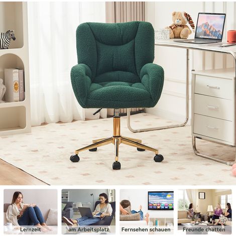 Silla de oficina de teddy verde, regulable, ruedas 360°, 64 x 62 x 92,5 cm