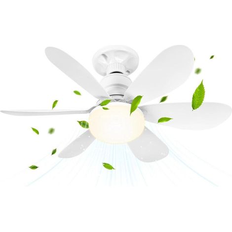Ventilatore da soffitto con luce e telecomando, ventilatore da soffitto a LED dimmerabile con lampadina E27 da 40 W, 6 pale, 3 velocità, silenzioso