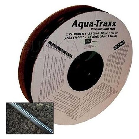 Cinta plana Riego por Goteo 16mm, Tubo riego por goteo cada 20 cm, 250 metros, Tuberia plana agricola de caudal 1,16 litros/hora (1/5)