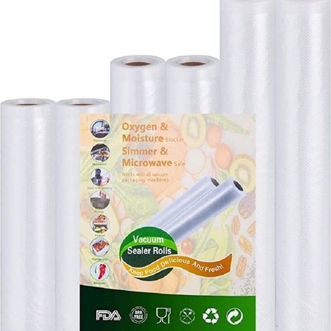 Lebensmittel-Vakuumroller, 6 Packungen Lebensmittel-Vakuumbeutel, geeignet für alle Vakuumiergeräte, 28 x 300 cm, 20 x 300 cm, 15 x 300 cm FLITI (1/4)