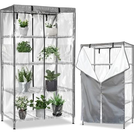 okcool Housse d'étagère imperméable 600D très résistante avec fermeture éclair, convient aux étagères de 121,9 x 45,7 x 183 cm (L x P x H), panneau transparent à trois côtés (housse uniquement) (1/5)