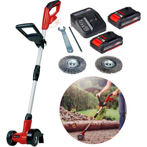 Einhell Power X Change GE-CC 18 Cordless Patio Grout Cleaner Brush + 2 x 2Ah (1/5)
