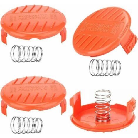 Capuchons de bobine, capuchons de bobine 4 pièces Capuchon de bobine de tondeuse, accessoires de débroussailleuse, capuchons de bobine en ABS pour Black-Decker, tondeuse à gazon Rc-100-P (1/5)