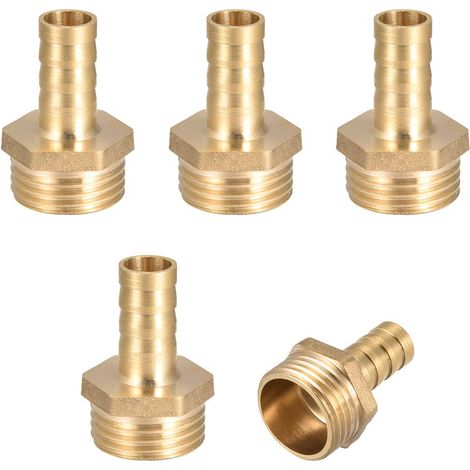 5 pièces Raccord Cannelé tuyau en laiton, connecteur, 10 mm x G1/2 Mâle Raccord Tuyau D'arrosage, Connecteur Cannelé En Laiton Pour Pompe Eau (1/5)