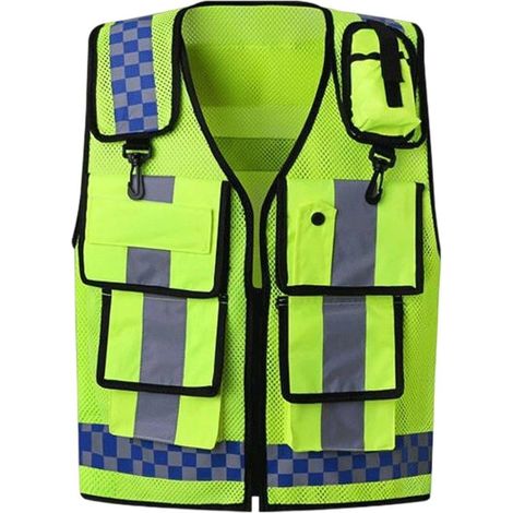 Gilet De Sécurité Réfléchissant Multi-Poches, Gilet De Sécurité Haute Visibilité sans Manches, Gilet Réfléchissant Respirant, Gilet De Sécurité pour Mineurs Ferroviaires, pour Femmes Hommes (1/5)