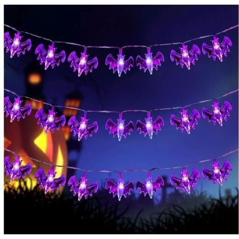 Halloween String Lights - 3m 20 LED Bat String Lights with Battery Operated for Thanksgiving and Halloween - Purple (1/4)