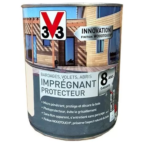 V33 – Imprégnant protecteur bois micro-pénétrant – Protection UV et intempéries – Pour bois difficiles – 1 L