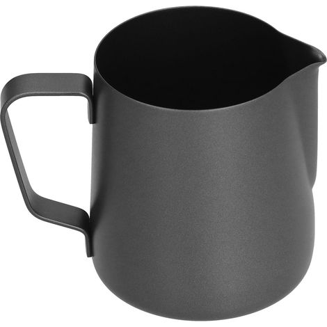 Pichet à lait inox 400ml avec bec verseur PTFE pour mousseur à lait, idéal pour café et cuisine maison - Noir (1/5)