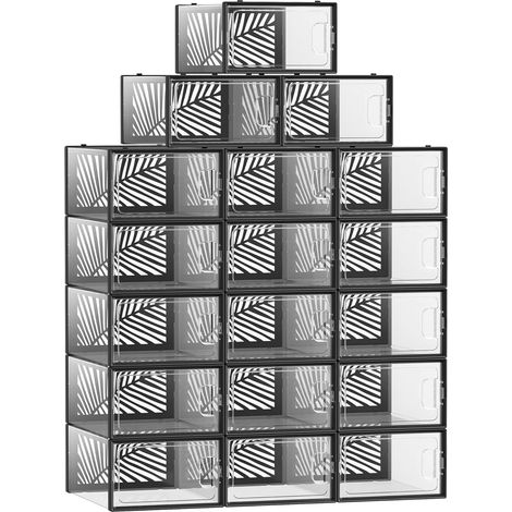 Songmics – Boîte à chaussures transparente empilable – Lot de 18 – Dimensions 33,5 x 23 x 14 cm – Pour pointure 44 – LSP106B18 (1/4)