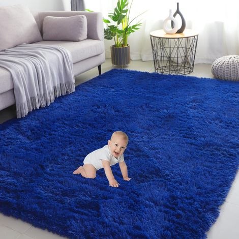 Tapis Salon 120x160CM, Doux Moelleux Tapis Chambre pour Enfant, Antidérapant Moderne Grand Tapis de Salon pour la décoration de la Maison - 4'x5.3' Bleu Roi (1/5)
