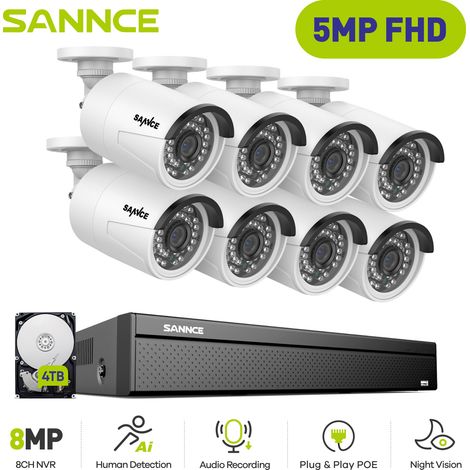 SANNCE Sistema de cámaras CCTV cable PoE,16 canales cámara de seguridad PoE de 5MP × ,grabación 24/7 visión nocturna,4TB HDD (1/5)
