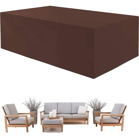 Housse de protection pour mobilier de jardin en tissu Oxford 420D, imperméable, avec cordons de serrage et boucles de verrouillage(Marron,100x100x85CM) (1/5)