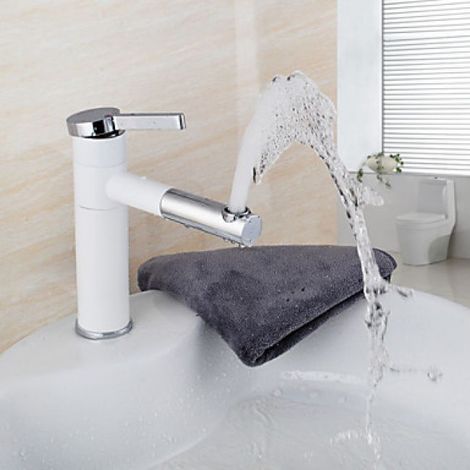 Robinet de lavabo à bec tournante finition peinture blanche 200 MM (1/4)