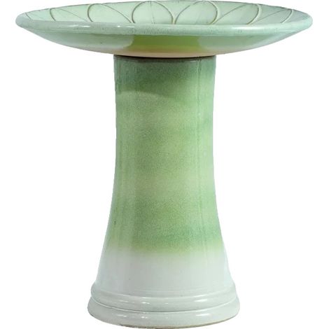 Vogelbad, Ø43 cm Durchmesser, 45 cm Höhe, Frostbeständig, Wetterbeständig, Florales Reliefdesign (1/5)