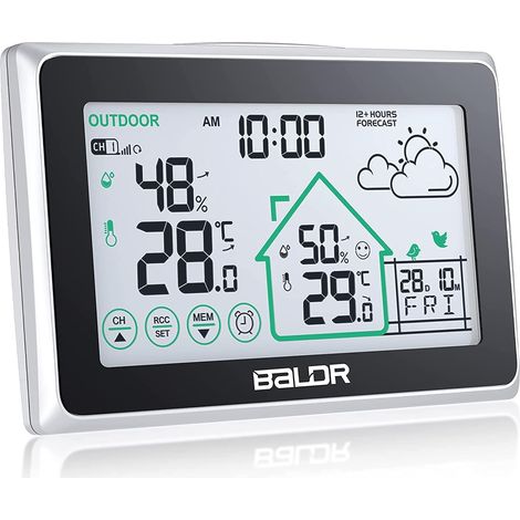 Station Meteo Sans Fil Avec Capteur Extérieur, Horloge Umérique DCF Thermomètre Intérieur Avec Prévisions Météo, à Piles (1/5)
