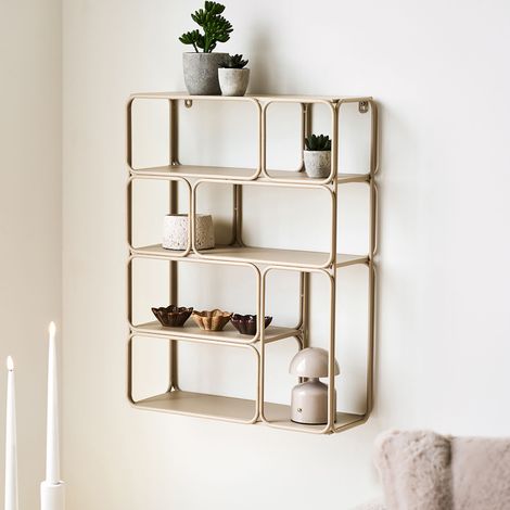 Étagère murale 5 niveaux 48x18x64 cm en métal beige (1/5)
