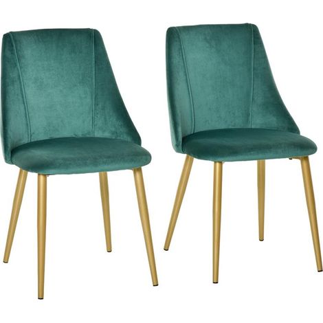 SET 2 SEDIE MODERNE IMBOTTITE CON RIVESTIMENTO EFFETTO VELLUTO VERDE (1/5)