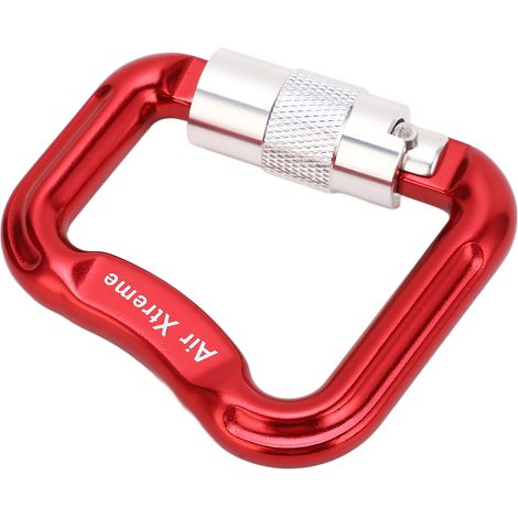 Mousqueton de sécurité D à verrouillage automatique 20KN pour escalade et alpinisme, léger et robuste, couleur rouge vif (1/5)