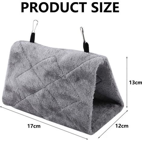 Hamaca colgante para pájaros，Casita triangular de felpa para pájaros，Cama cálida para dormir en invierno，Nido cálido para pájaros，Gris (1/4)