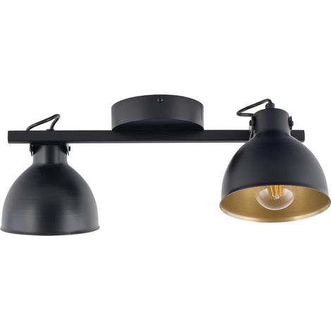 Faretto soffitto Mars loft nero-oro 2 luci orientabili E27