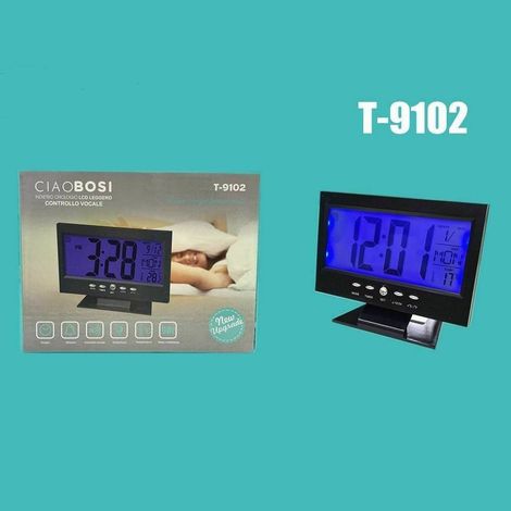 Trade Shop - MULTIFUNKTIONALER LED-WECKER MIT TEMPERATURBELEUCHTUNG UND DISPLAY T-9102 -