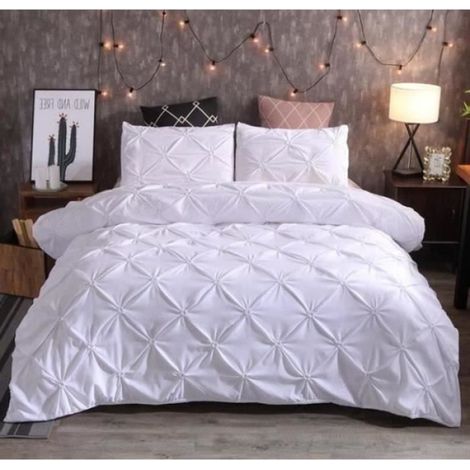 Parure De Lit - 220x240cm - 3 Pièces - Fibre Synthétique - Blanc (1/4)