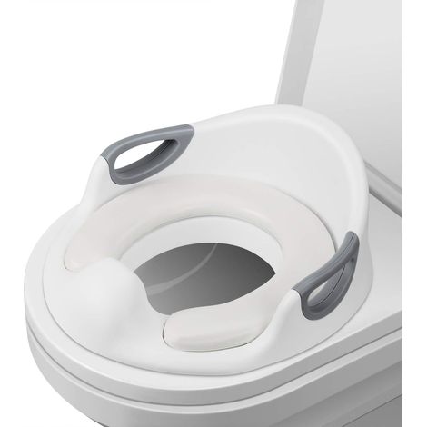Nearpow Siège d'entraînement pour toilettes pour enfants passant au niveau des toilettes ovales et rondes, apprentissage de la propreté pour bébé/toilettensitz/trainingssitz/toilettentrainer (blanc) (1/5)