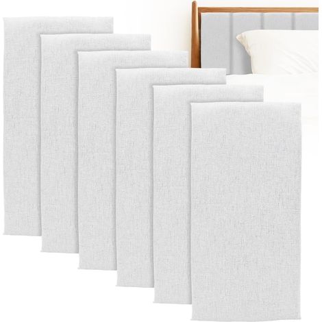 Lot de 4 panneaux muraux rembourrés, 40 x 20 cm, autocollants, rectangulaires, décoratifs, anti-collision, tête de lit, coussin mural, revêtement mural 3D, blanc (1/5)