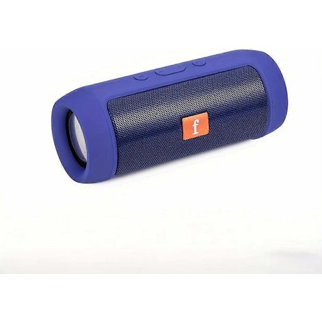 Enceinte sans fil portable (bleu foncé) avec lecteur de carte mémoire T-Flash et lecture USB, basses stéréo, connexion sans fil, accents orange, cadeau idéal pour les mélomanes. (1/5)