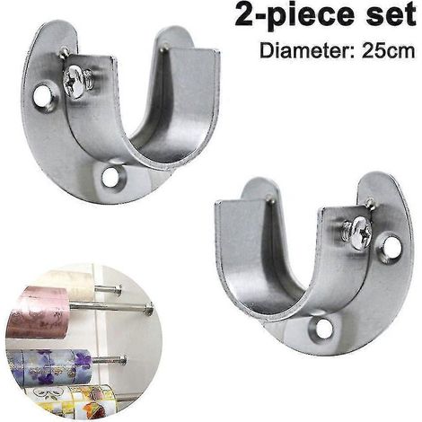 2er-Pack Edelstahl-Kleiderstangenhalterungen, robuste U-förmige Flansch-Stangenhalterungen mit Schrauben für Kleiderschrankhalterungen und Duschabtrennungen-25mm