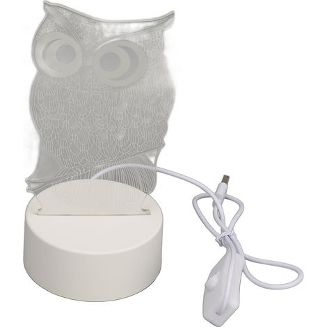 Lumière de nuit 3D innovante chouette USB lampe de chevet pour salon chambre LED design original (1/5)