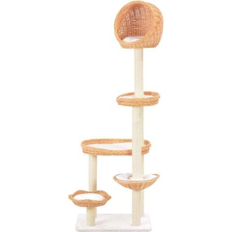Arbre à chat avec poteaux à griffer en sisal naturel et bois de saule