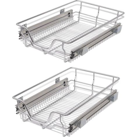 INLIFE Panier en treillis métallique 2 pcs 400 mm Argenté (1/5)