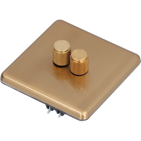 Interrupteur Variateur Élégant en Laiton Brossé, Résistant aux Rayures, Durable pour Maison, AC220V, Double Variation (1/5)