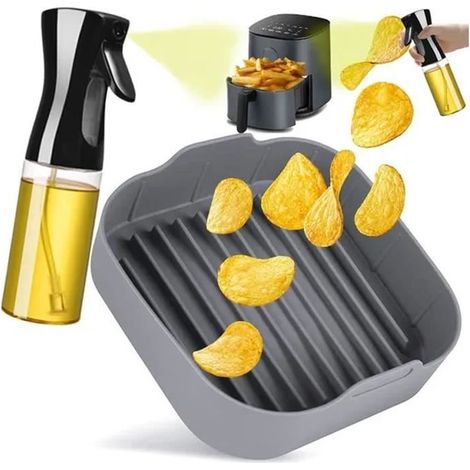 Moule Silicone Friteuse À Air - FOLAYA - Accessoires Cosori 5 5,5 L - Pot Carré Air Fryer Panier Facile À Laver (1/4)