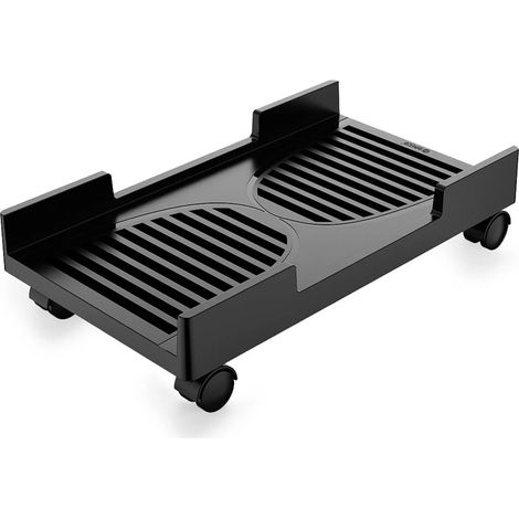 Supporto per CPU mobile con ruote, supporto per PC gaming in ABS per computer da posizionare sotto la scrivania, nero, supporto per computer da posizionare sotto la scrivania - 46 x 26,5 x 6 cm