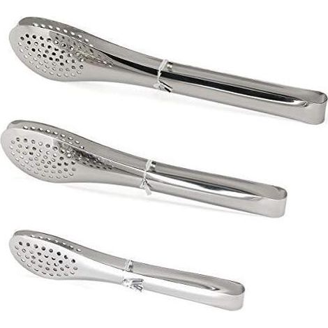 Pinces de cuisine en acier inoxydable, pinces à salade, pinces à barbecue, pinces alimentaires, ensemble de 3, robustes pour frire, griller et servir (1/4)