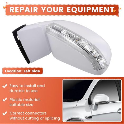 Linker Außenspiegel, weiß, 6-polig, beheizt mit LED, für Chevrolet Captiva 2008-2017 (Teilenummer 96818101)